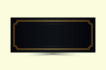Elegant black blank ticket with golden frames. Black ticket