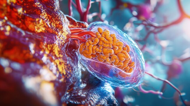 Microscopic View of a Lymph Node: Cellular Structure and Vascular Network