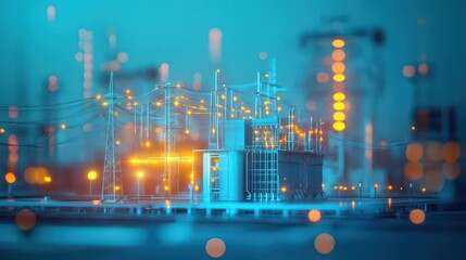 Vibrant Urban Nightscape with Dazzling City Lights Illuminating Modern Architecture and Creating a Dynamic and Lively Atmosphere in City Life