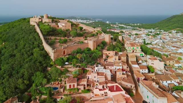 Aerial view of the medieval Castle of Capdepera in Mallorca, Spain
