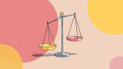 Empathy leadership. Illustration of balance scales on colorful background.