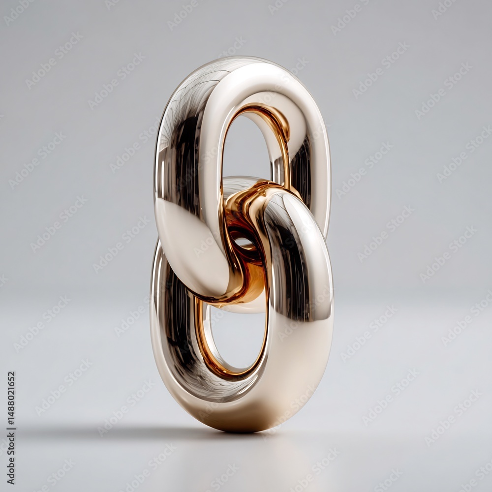 Poster interlocked metallic links forming a chain segment against a gradient background