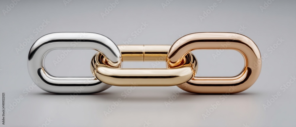 Poster interlocking metallic links: a symbol of connection, strength, and enduring unity