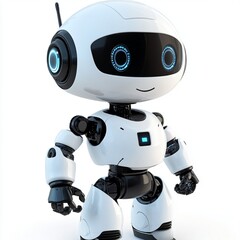 Cute Friendly Robot Character Digital Illustration Design 3d ai blue icon white black model smart   