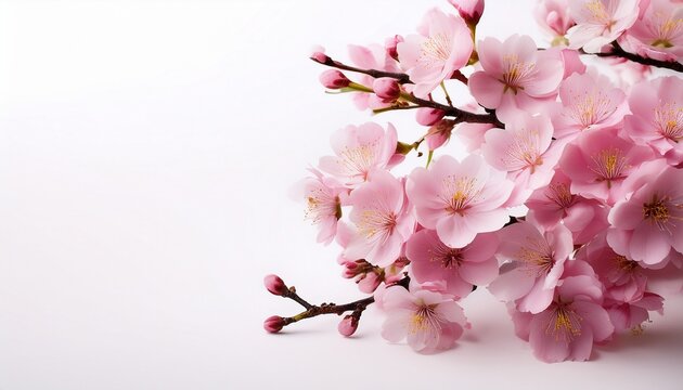 cherry blossom tree pink flowers on a white background