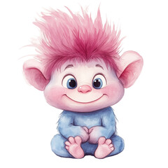Fototapeta premium Troll With Puffy Hair Transparent Background