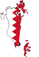 Bahrain Map with National Flag Colors