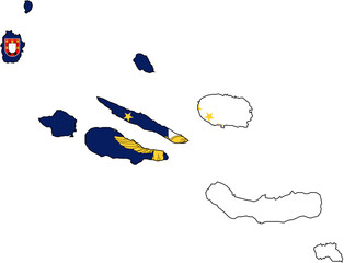 Azores Islands Map with Flag Elements