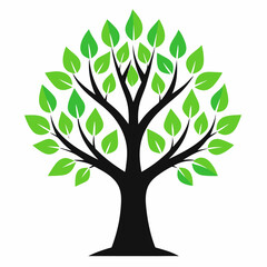 Obraz premium Minimalist Tree Vibrant Leaves - Perfect for Nature and Community Branding.