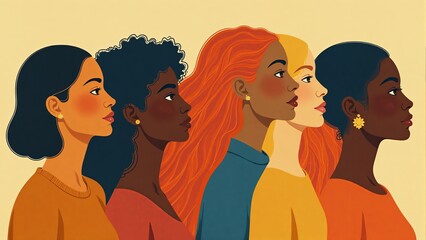 Fototapeta premium Diverse Group Of Women Side Profile