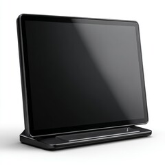 Modern sleek computer monitor on white background with empty screen showcasing minimalist design and professional aesthetic appeal