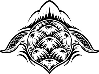 Fototapeta premium SVG vector of ocean biodiversity and vibrant marine life. Intricate Black and White Turtle Design with Shell and Flippers