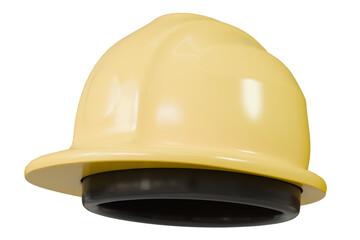 Fototapeta premium 3d Safety helmet for workers. For industry, construction, service, engineering, and architecture concepts. Minimal Cartoon Yellow helmet construction equipment safety maintenance protection. 3d render