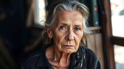 Obraz premium Older Woman With Serious Expression