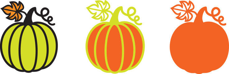 Pumpkins vector icon, silhouette on white background