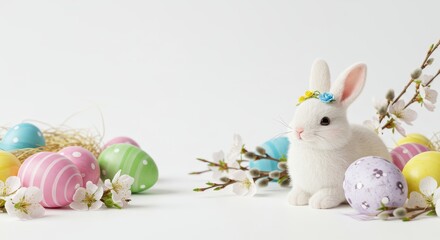 Easter Still Life: Bunny, Eggs, and Spring Blossoms