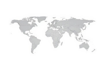 Grayscale World Map Silhouette