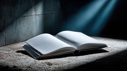 Open book under dramatic light