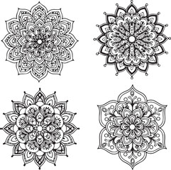 Black and White Mandala Rangoli Designs