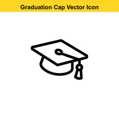 Minimalist Graduation Cap Vector Icon &ndash; Education Line Art Symbol for Academic Achievement. graduation, cap, vector, icon, minimalist, education, academic, school, college, university