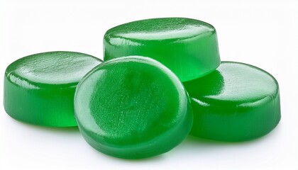 hard candy green mint caramel isolated on white background full depth of field