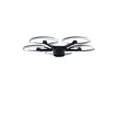 Modern Black Drone Flying Against a Solid Green Transparent background