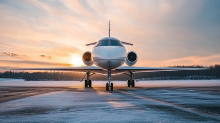 Private Jet at Sunset: Luxury Travel and Aviation