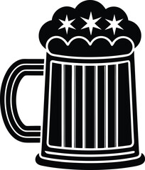 Classic Beer Stein Silhouette with Foam Bold Black Design for Independence Day