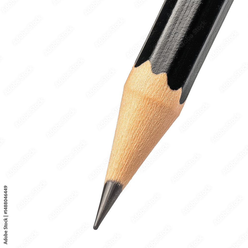 Poster closeup view of a sharpened pencil ideal for writing and drawing, showcasing fine details of its tip