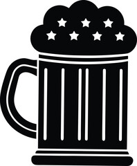 Classic Beer Stein Silhouette with Foam Independence Day USA Design