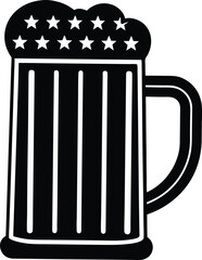 Classic Beer Stein Silhouette Bold Black Design for Independence Day