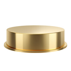 Shiny gold round pedestal display, cut out isolated on transparent or white background. A high resolution PNG image of Shiny gold round pedestal display, cut out.