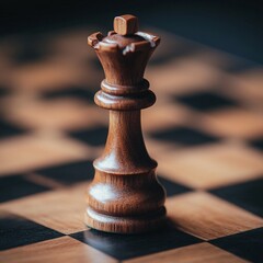 Dark Brown Wooden Chess Queen Piece on Board Game up life mind move pawn rook king power royal grain