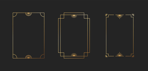 Frame art deco geometric shape golden  collection. Abstract modern minimalist border line.