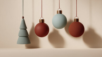 serene christmas scene in usa featuring soft shadows of holiday decorations on light background