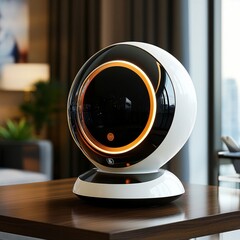 Futuristic Smart Home Device Elegant Modern Design White Black Orange room glow decor table light   