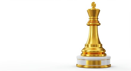 Gleaming Golden Chess King Trophy on a Minimalist Pedestal with White Backdrop