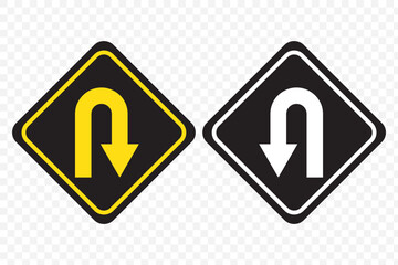 U-turn sign design for templates on Transparent Background. EPS 10.