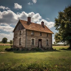 Fototapeta premium Where Fields Meet the Sky: Discovering an Antique Farmhouse Retreat 
