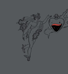 a goddess who wants to take back the love potion she has made.