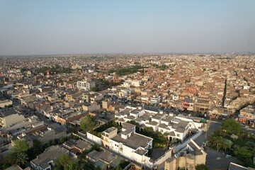 Aerial view of residential area of city Sheikhupura in Pakistan