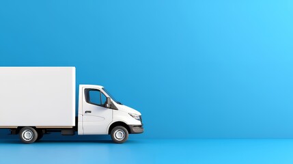 White Delivery Truck Against Blue Background