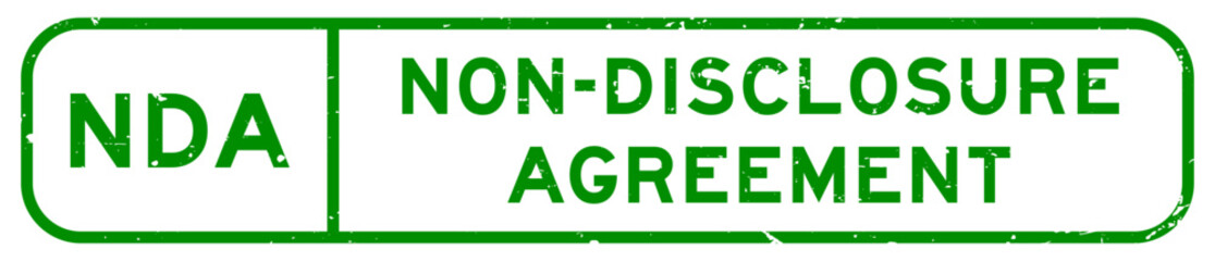 Grunge green NDA Non disclosure agreement word square rubber seal stamp on white background