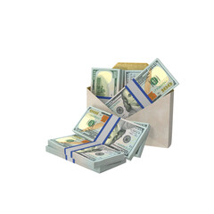 Transparent PNG 3D render of envelop 100 dollar banknotes with realistic textures and lighting....