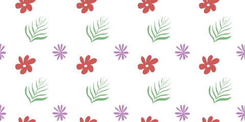 seamless pattern of flowers and leaves decoration