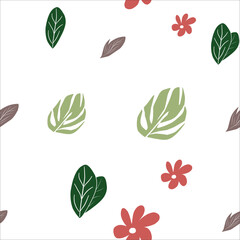 Printable leaf ad flowers pattern