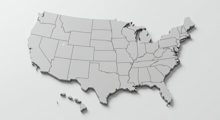United States Map - 3D Rendered Minimalist