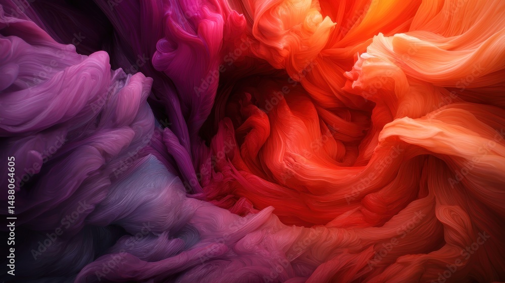 Poster swirling colorful abstract patterns representing motion and energy in a vibrant space