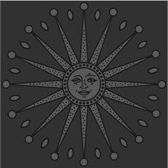 antique sun illustration; vintage solar depiction