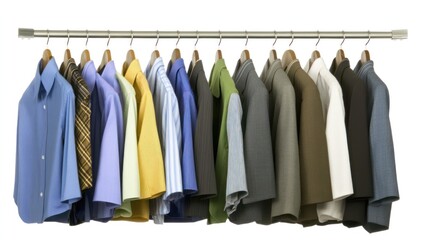 A Row of Colorful Shirts and Jackets Hanging on a Clothes Rail